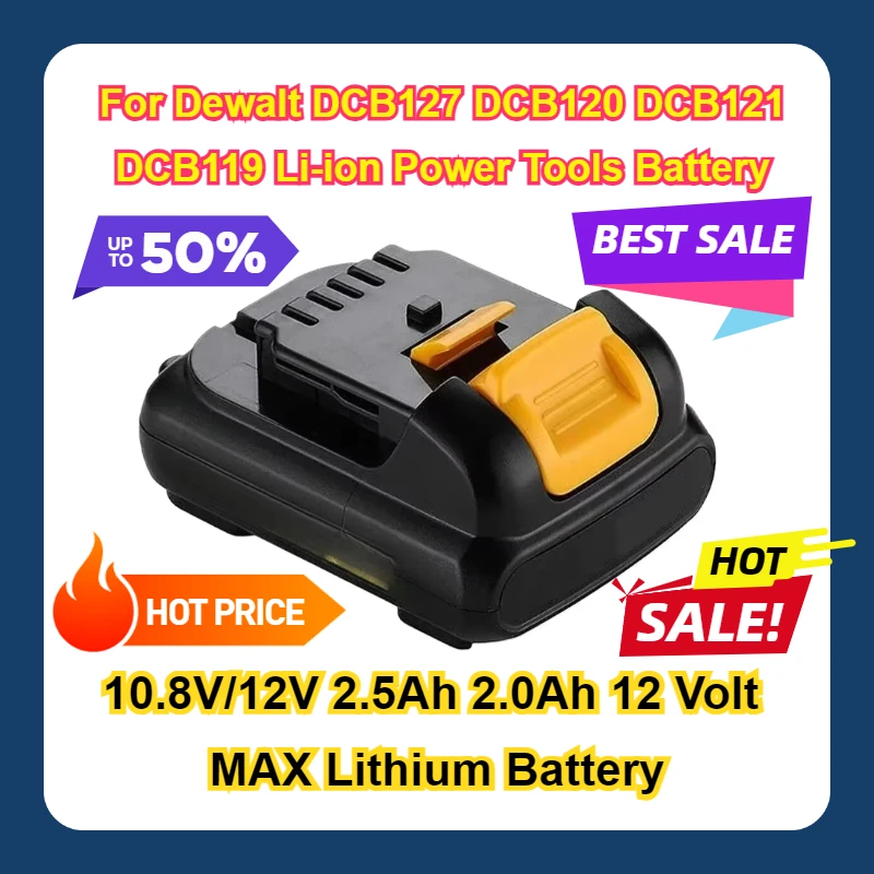 

1-3PACK For Dewalt DCB127 DCB120 DCB121 DCB119 Li-ion Power Tools Battery 10.8V/12V 2.5Ah 2.0Ah 12 Volt MAX Lithium Battery