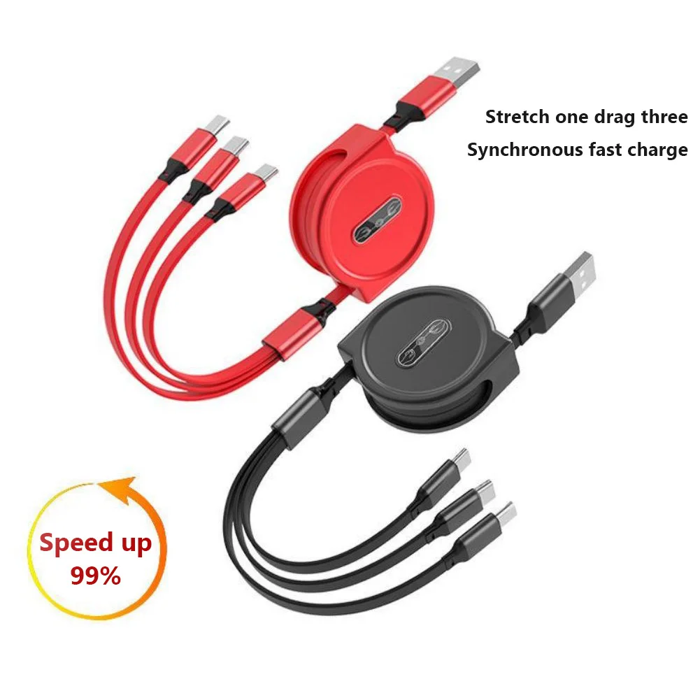 3-In-1 2.5A Charging Cable Fast Charging Wire Multi Charging Cord USB Cord Adapter Compatible For Android IPhone Devices