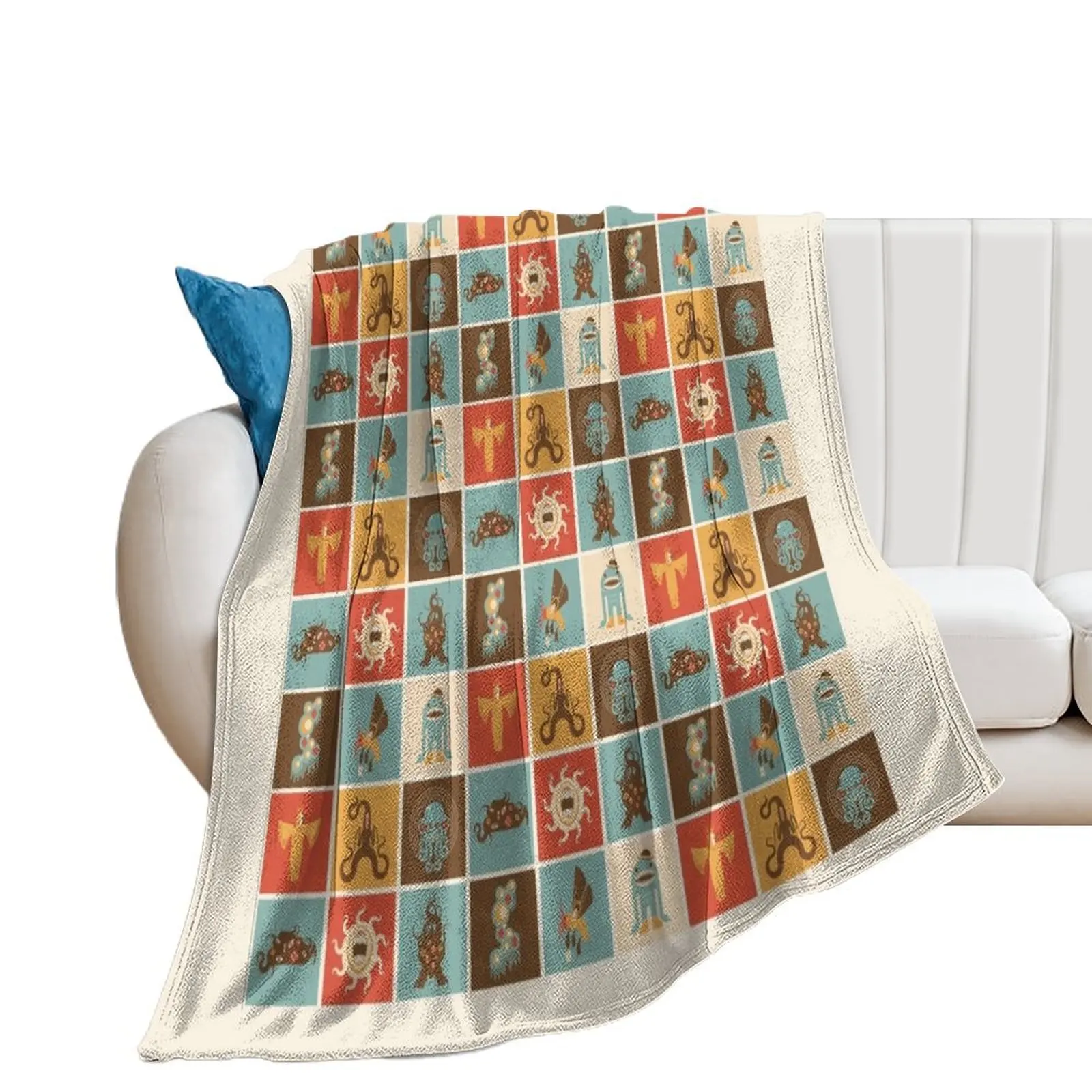 The Lovecraftian Squares Throw Blanket Loose manga Bed covers Sofa Quilt Blankets