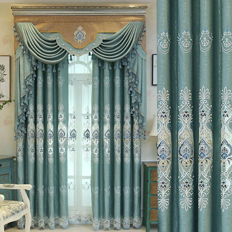 

Modern Minimalist Curtains for Living Dining Room Bedroom European Style Embroidery Tulle Finished Product Customization