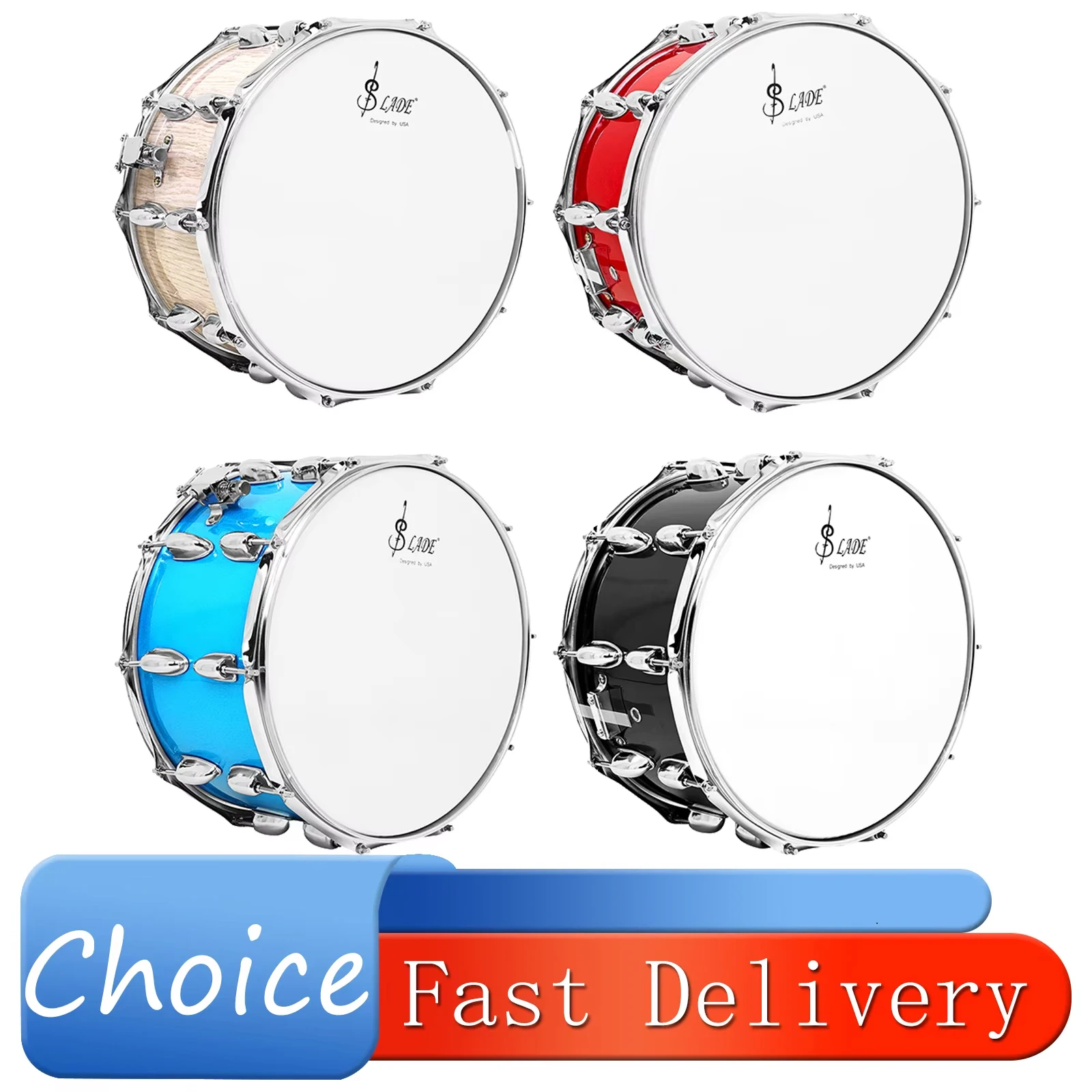 SLADE Drum 8 Inch Snare Drum Solid Wood Multi-Color Available Snare Drum Set Band Performance Percussion Musical Instrument
