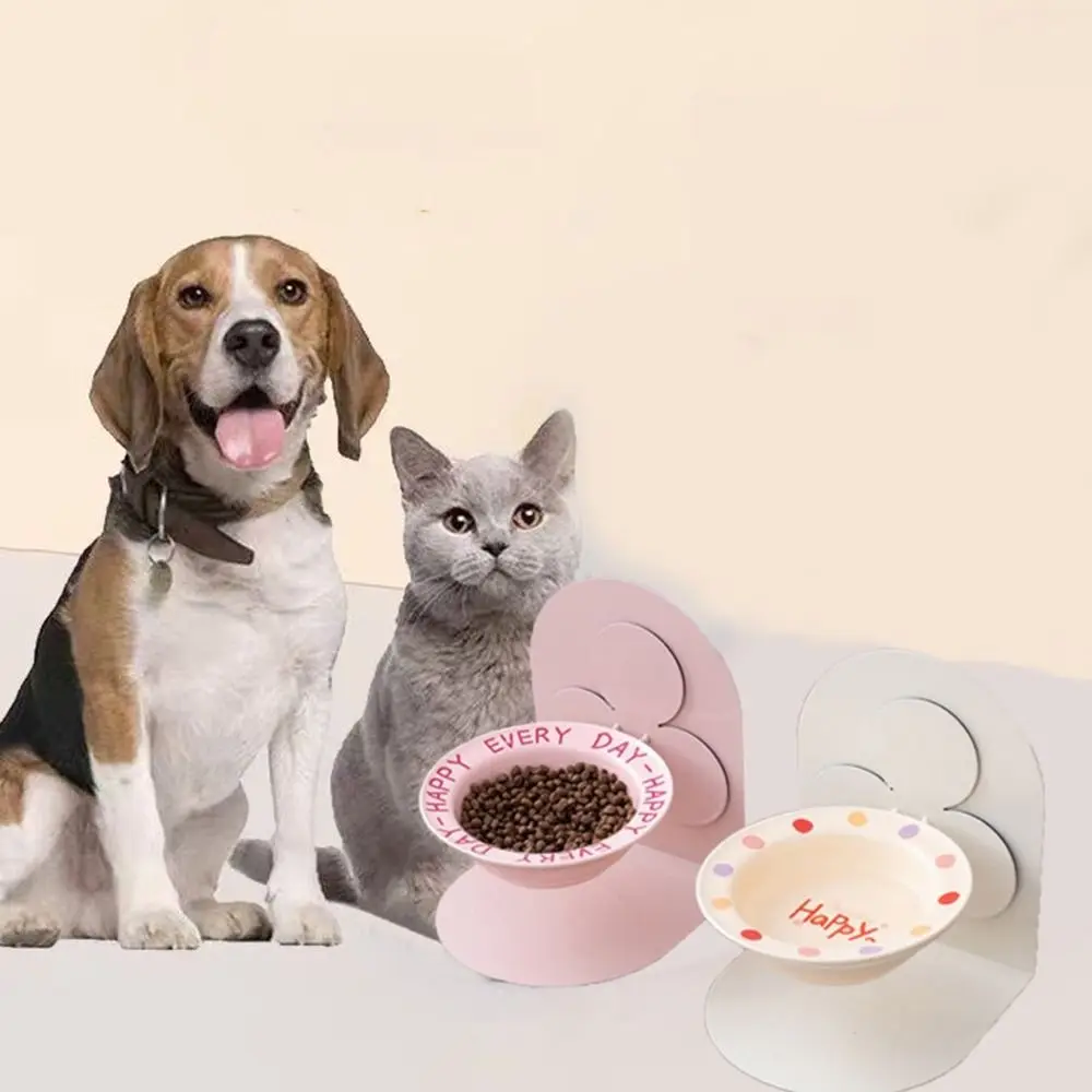 

Detachable Ceramic Cat Bowl Adjustable Height Anti Vomiting Cat Water Bowl Anti-slip Protects Cervical Cat Drinking Bowls