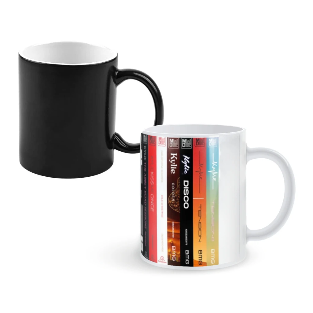 11oz Kylie Minogue MiniDisc Album Spines Coffee Mugs Creative Color Changing Milk Tea Cup Ceramic Magic Heat Sensitive Mug