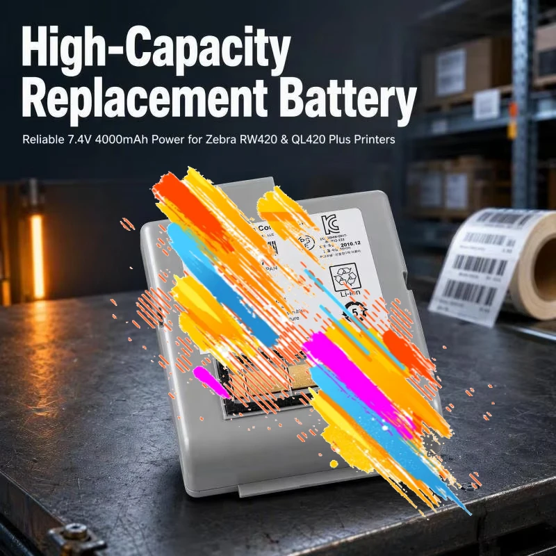 CT17102-2 AT16293-1 3800mAh Rechargeable Li-ion Replacement Battery for Zebra RW420 QL420 Plus Portable Barcode Label Printer
