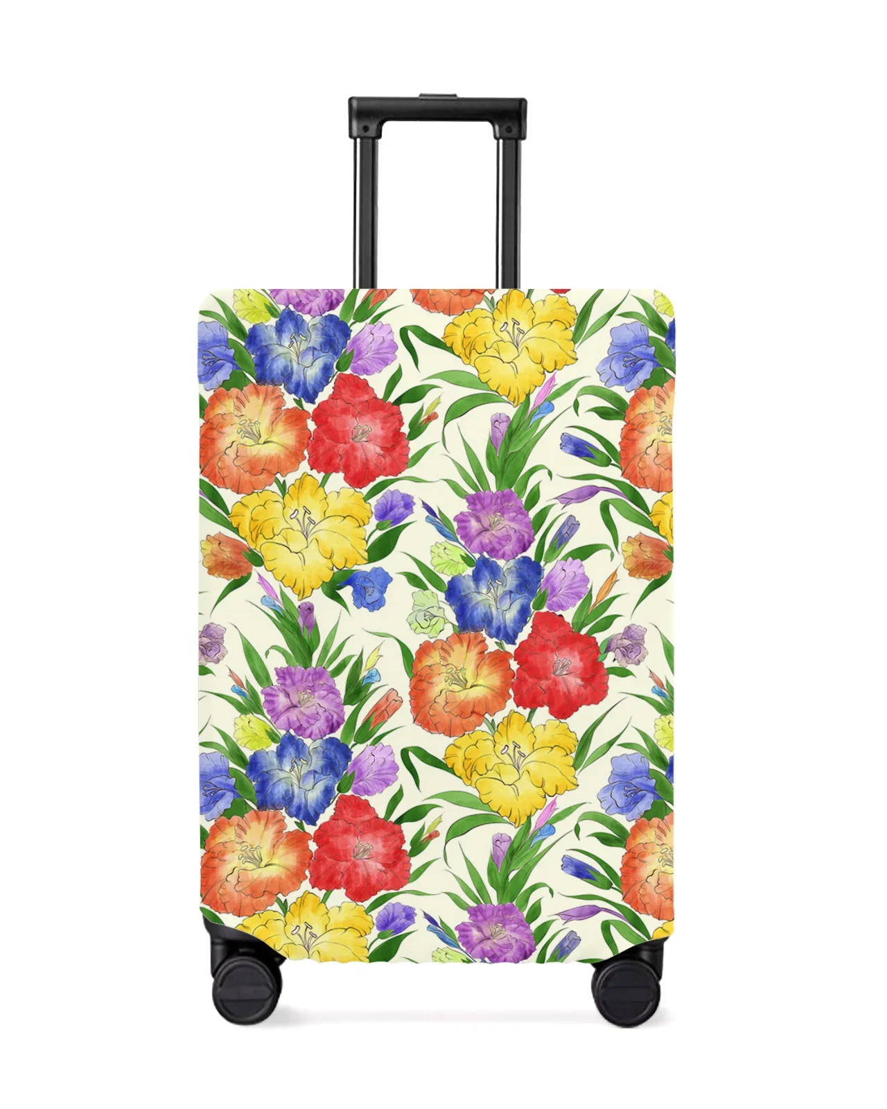 Botanical Iris Flower Plant Luggage Cover Stretch Suitcase Protector Baggage Dust Case Cover for 18-32 Inch Travel Suitcase Case