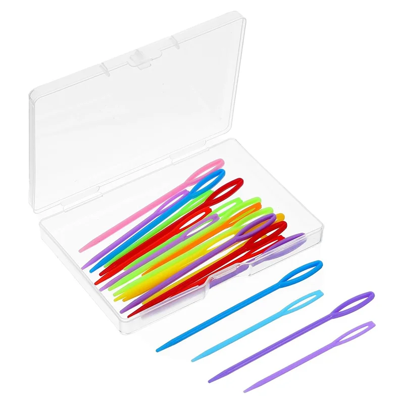 ABNO-إبرة خياطة غزل بلاستيكية 100 قطعة عين كبيرة 2.76 و 3.54 بوصة 2 أحجام مختلفة إبرة غزل أدوات جلد أمان ملونة