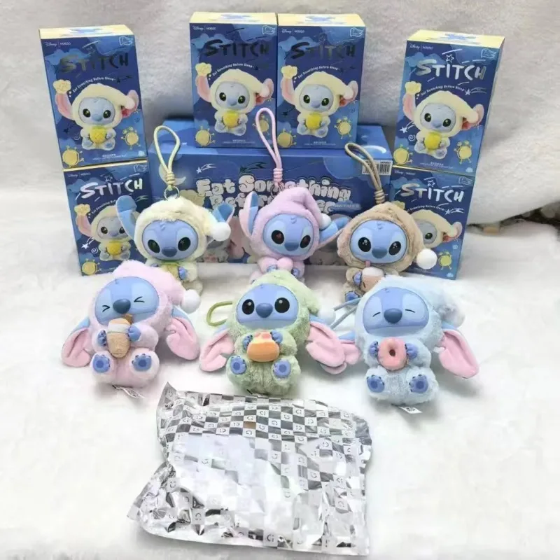 Disney 2025 Stitch Eat Some Thing Before Sleep Series Vinyl Mystery Box Bag delicated Cute Plush Doll Toy Pendant
