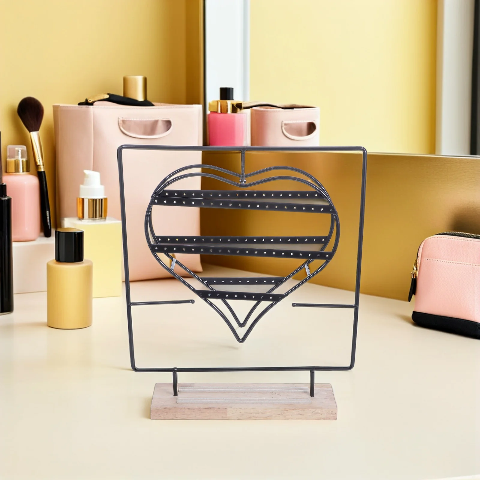 

Rotating Jewelry Stand Black Metal Earring Display Holder 360 Degree Turntable Organizer For Necklace Studs Iron Rotating