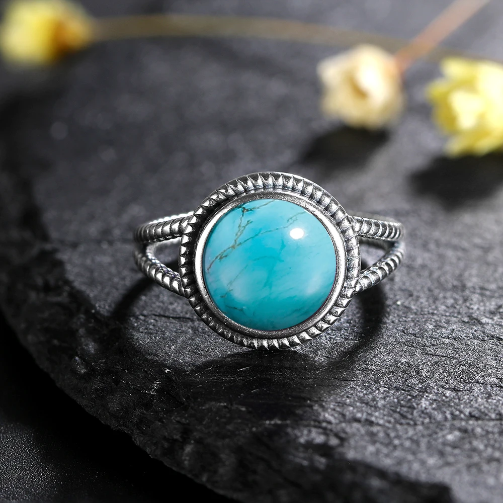 Unisex 10mm Natural Labradorite Ring in 925 Silver