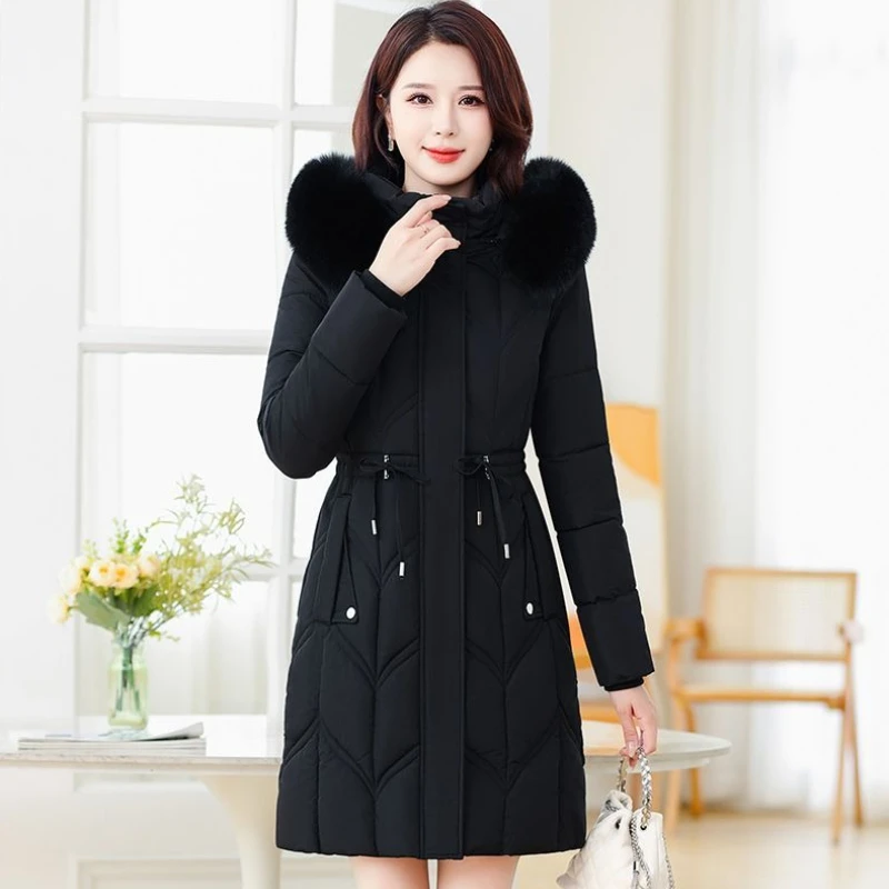 

2025 New Women's Winter Coat Long Padded Jacket with Hood Warm Thickened Cotton Padded Down Jacket for Outdoor Activities