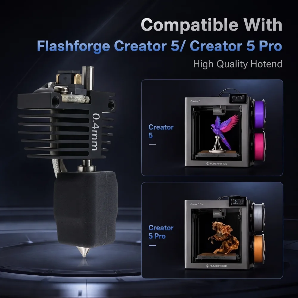 4 sztuki dysz z hartowanej stali 0,25 0,4 0,6 0,8 mm do Flashforge Creator 5/Pro, ulepszone zastosowanie w zespole hotendu ekstrudera C5 do drukarki 3D. — zdjęcie produktu 2