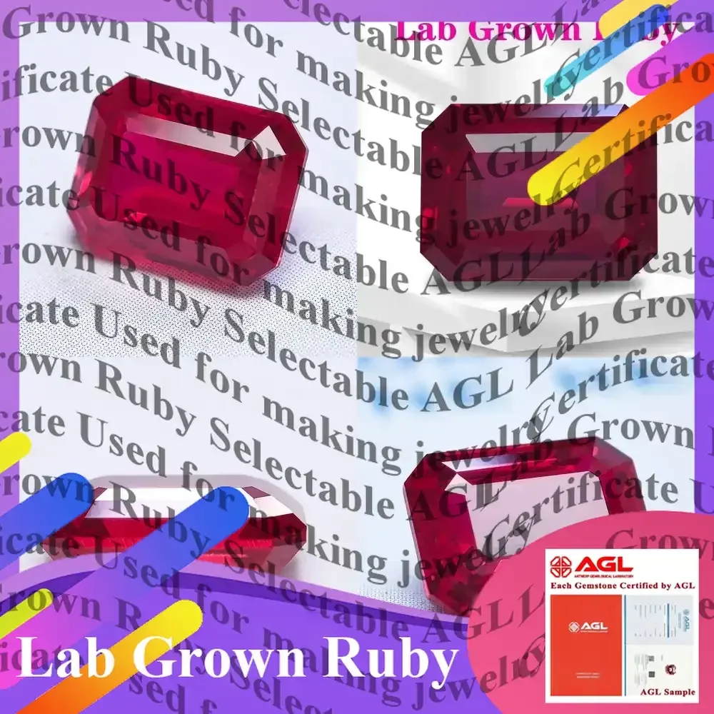

Lab Grown Ruby Gemstone for Jewelry Making Pigeon Blood Red Emerald Cut VVS1 Lab Created Ruby Beads Charms Cabochons Loose