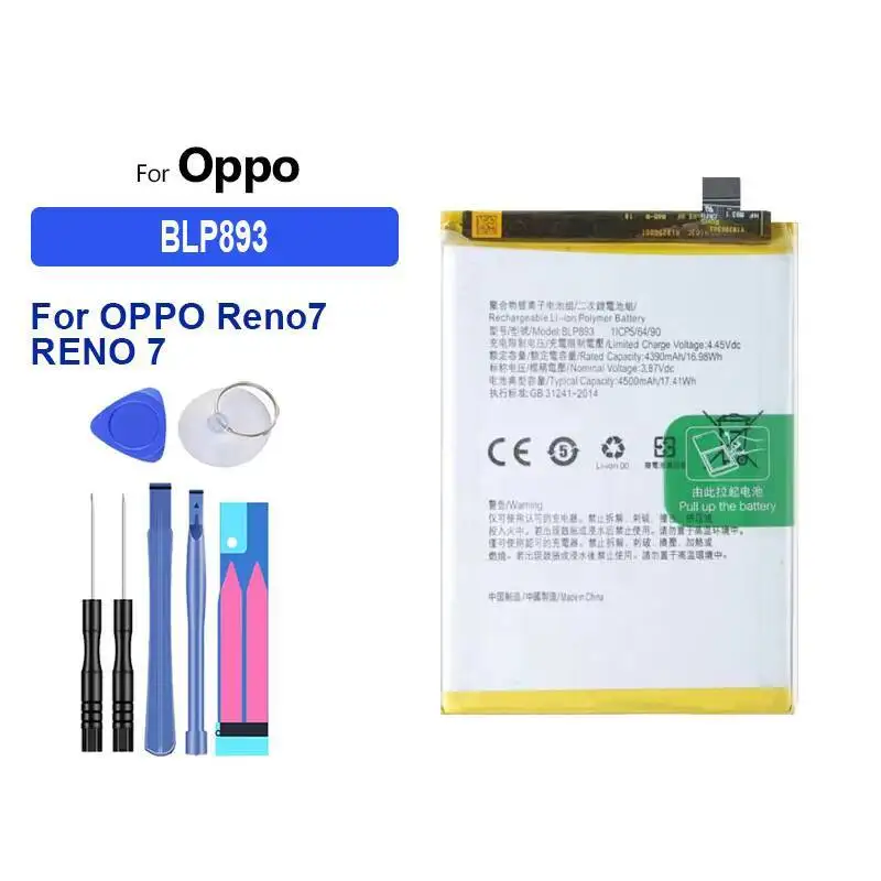 

Premium Replacement For Oppo Reno 7 Mobile Phone Battery Safe 4390Mah BLP893