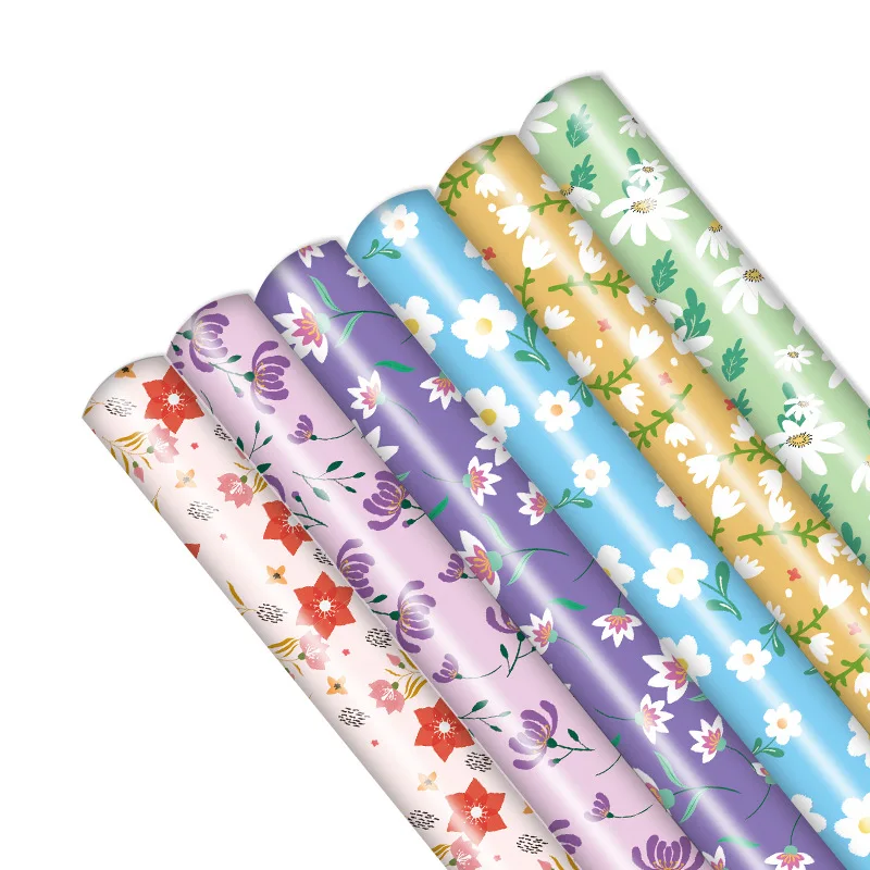 6 Pcs Colorful 50x70cm Per Roll Floral Wrapping Paper Sheet Packaging for Wedding Kids Holiday Gift Wrap Craft Paper Decor Gifts