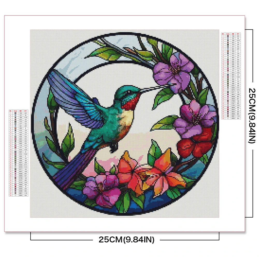 AZQSD 5D Diamond Painting Stained Glass Square Round Drill Embroidery Animal Butterfly Diamond Mosaic Bird Dragonfly Home Decor