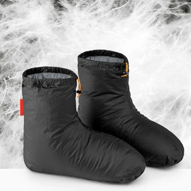 Winter Down Booties Socks Warm soft shoes winter camping sleeping Slippers Indoor Down Filled Slipper Boots With Storage Bag