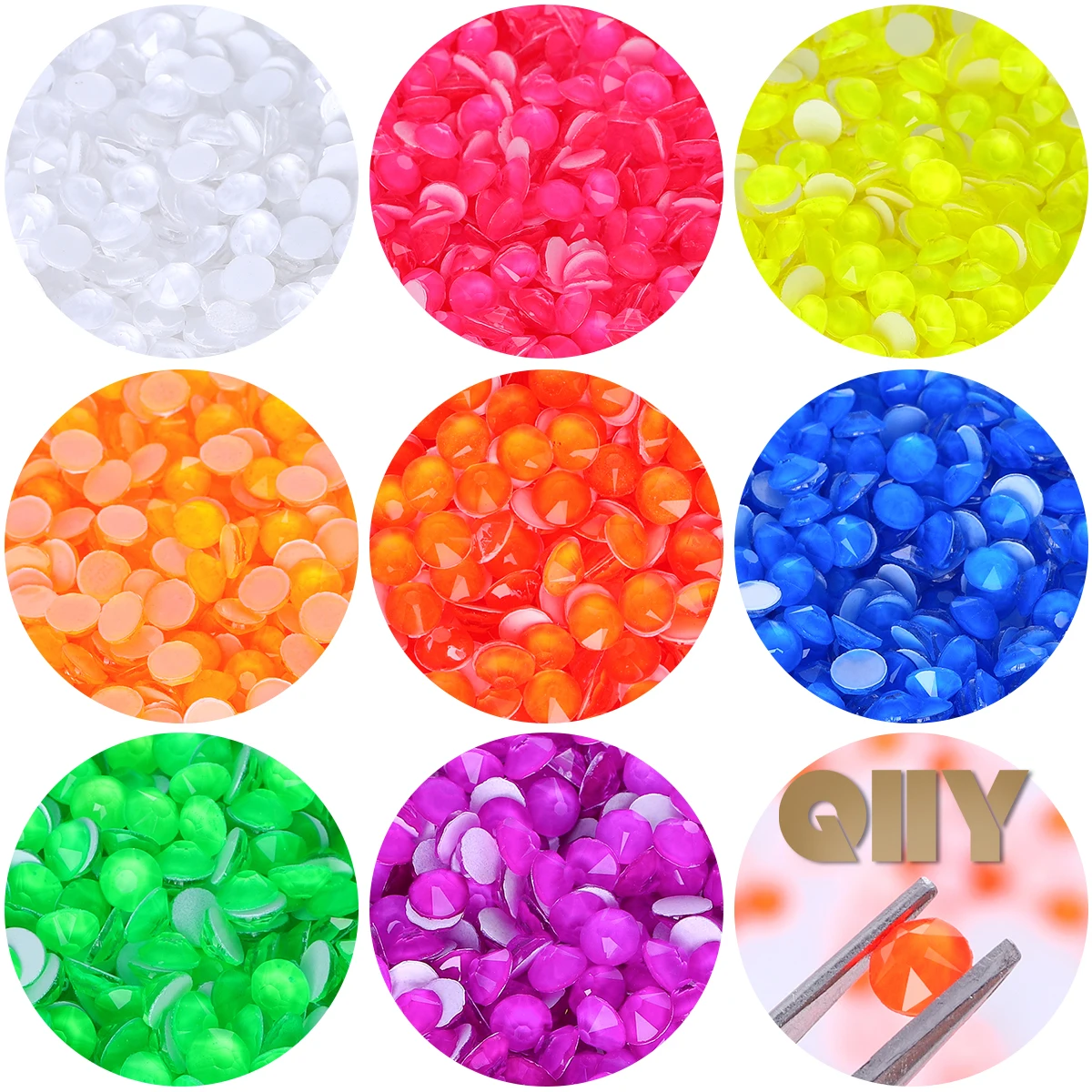 

QIIY 2088 Rhinestones Neon Crystal SS10-SS30 Golden Flatback 8 Big 8 Small 16cut Stones For DIY Crafts Nail Art Decoration