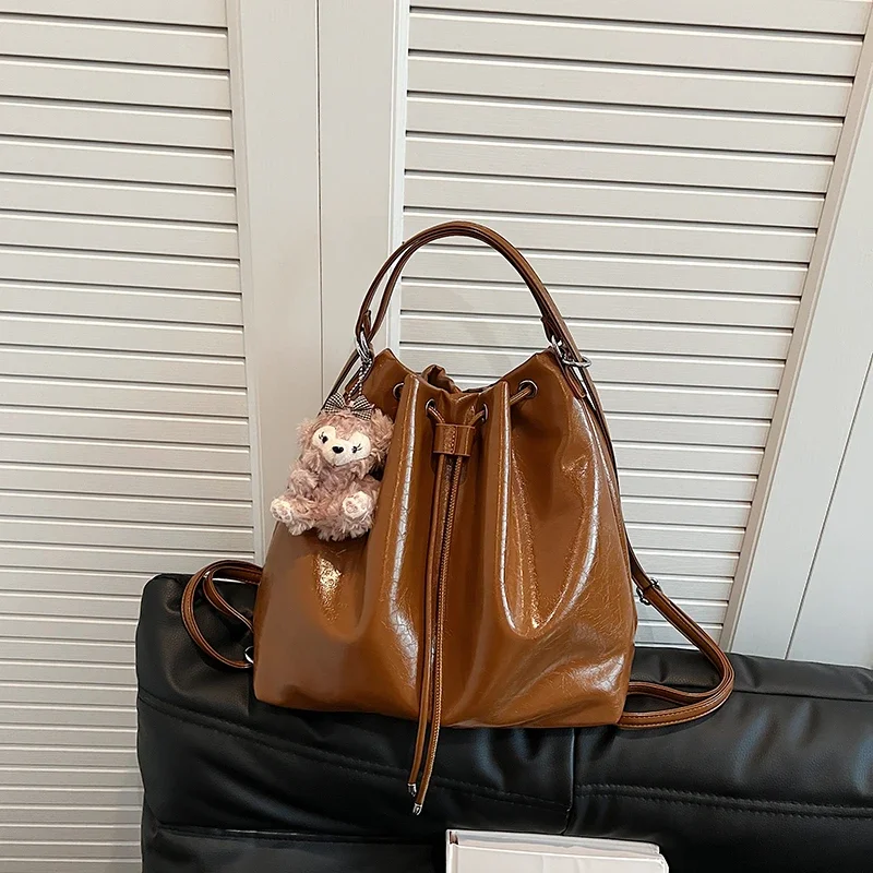 

Solid String Large Capacity Fashion PU Shoulder Bag Buckle Casual Tote Backpack 2024 Hot Sale Bags for Women Bolsas Femininas