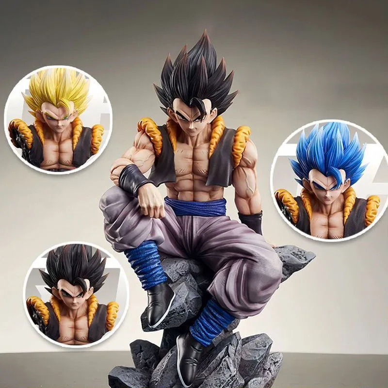 

23cm Dragon Ball Z Gogeta Model with Three Heads Manga DBZ Figurine GK Statue Toys Anime Action Figure Ornament Peripheral Gift