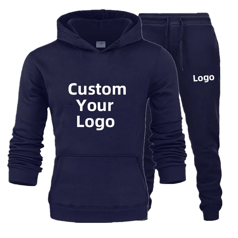 2023 New Men\'s Fashion Tracksuit Casual Customize your logo Sport Suit Jogging Suit diy printing Hoodie   Pants Set