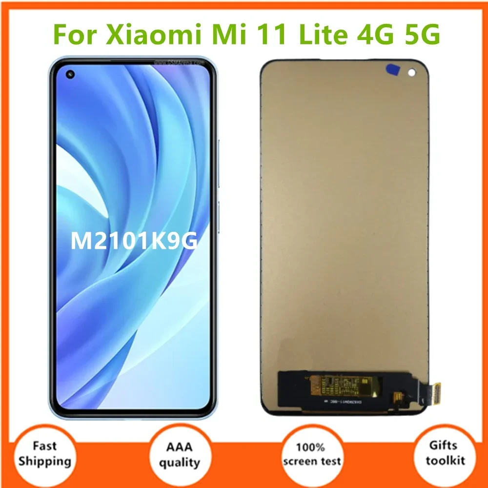 

ЖК-дигитайзер с сенсорным экраном в сборе для Xiaomi Mi 11 Lite, замена 6,55-дюймового дисплея, 4G, 5G, M2101K9G, абсолютно новый