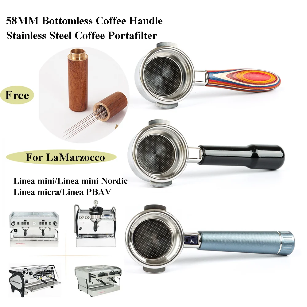 58mm Naked Coffee Portafilter For LaMarzocco/Linea mini/Linea micra Stainless Steel Coffee Handle With Basket Barista Tools