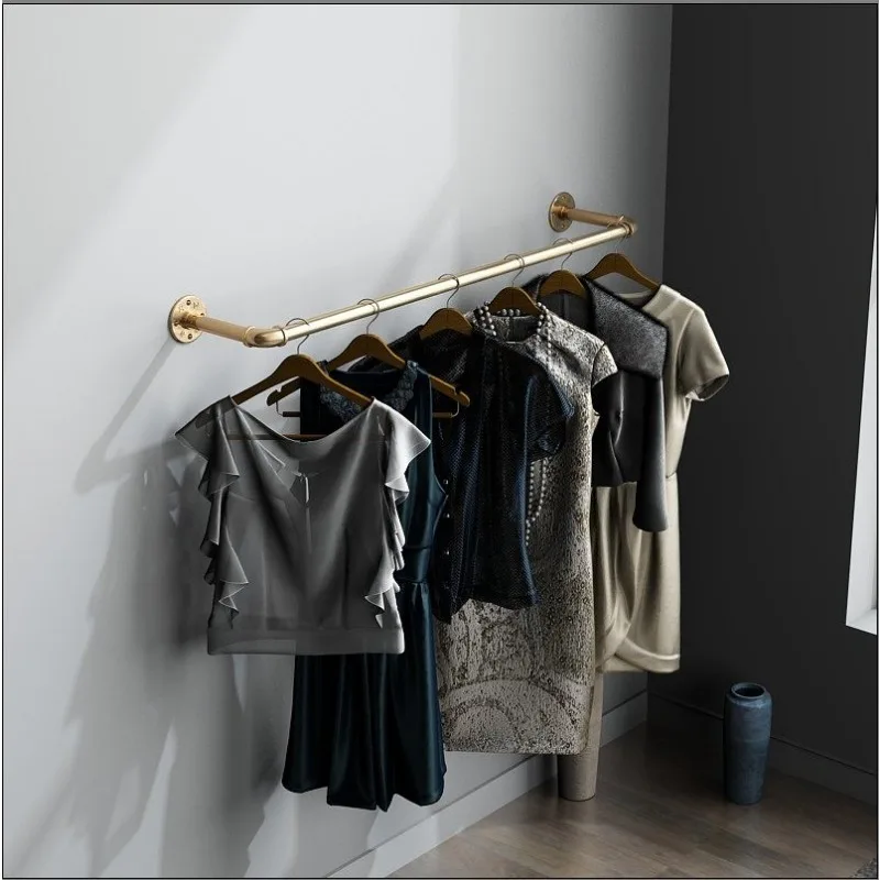 

Industrial Pipe Clothing Rack Wall Mounted Garment Rail Heavy Duty Display Shelf for Boutique Multi-Purpose Home Towel Hanger