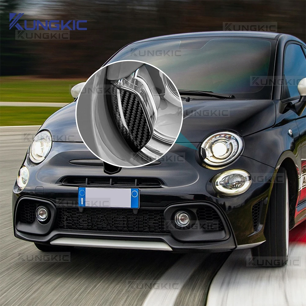 

Sticker For Abarth 595 695 595C 695C 2012-2024, Fiat 500 500C 2009-2024 Real Dry Hard Carbon Fiber Car Headlight Spray Cover