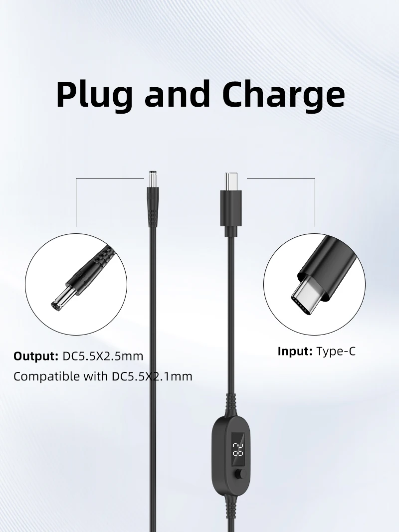 � 34PCS Universal 5,5x2,1mm DC AC Power Adapter Tipps Stecker Kits 140W PD USB C zu 5,5X2,5mm 5V-28V Einstellbare Spannung Kabel – Detail 8