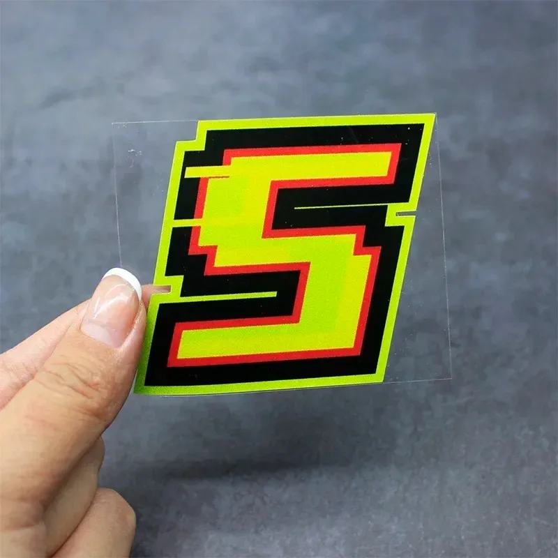 1PC Fluorescent Yellow Racing Number 0‑9 Waterproof Vinyl Decal for Motorcycle Kart Helmet Car
