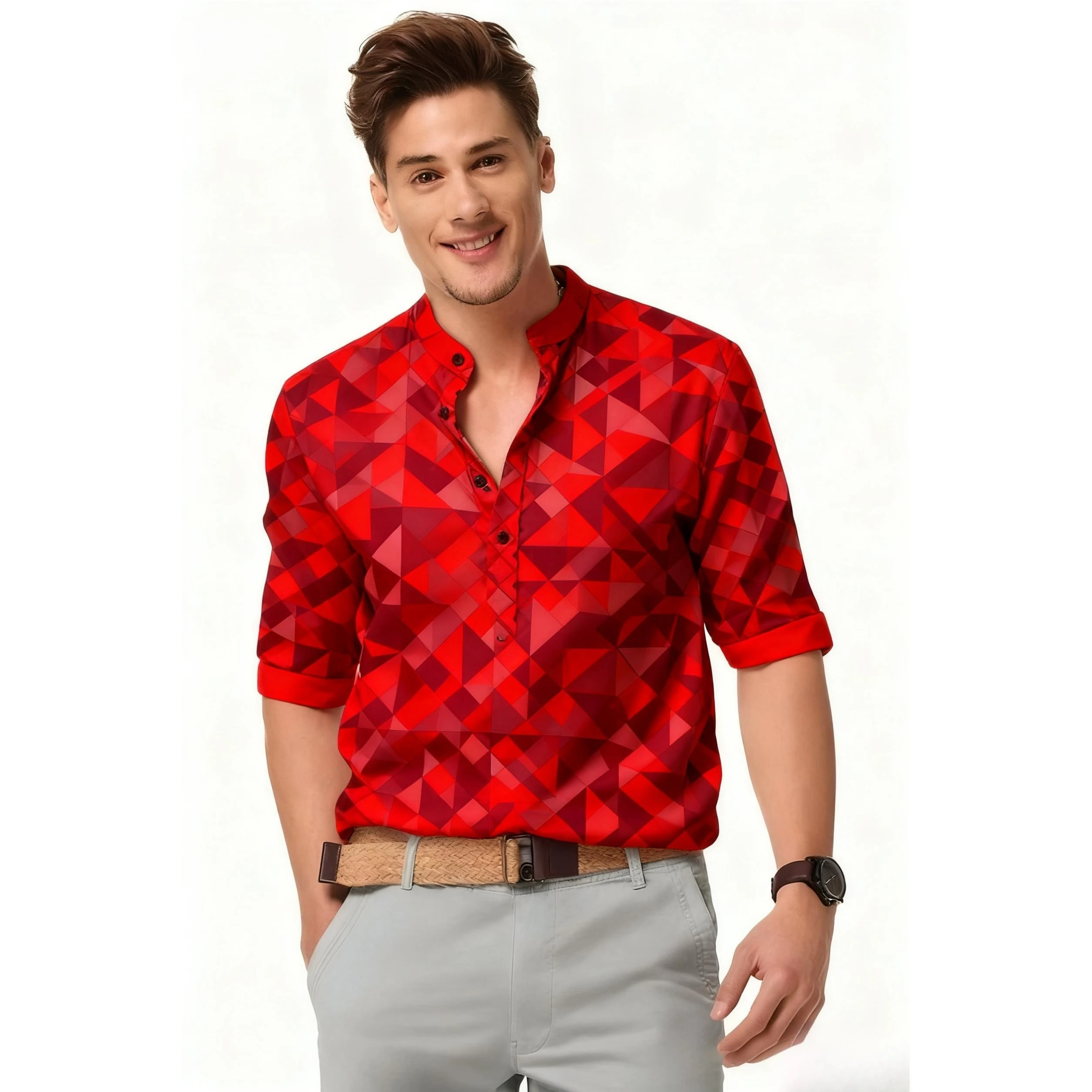 قميص مسلم قفطان دبي رداء رجالي بأكمام طويلة نمط عرقي الوقوف طوق الملابس العربية Ropa Musulmana Hombre