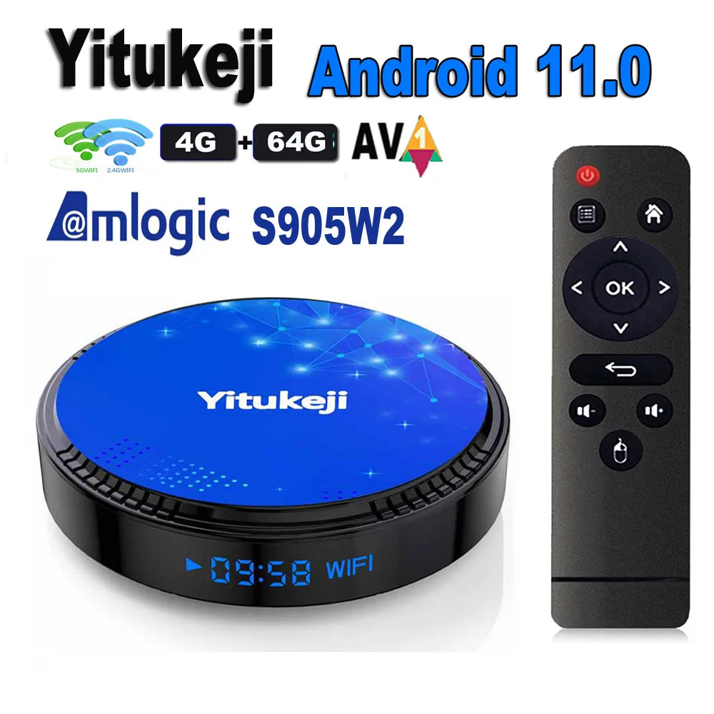 Yitukeji W2 PLUS Android 11 TV Box Amlogic S905W2 2.4G 5G Dual Brand Wifi BT 4K HDR H.265 3D 16GB 32GB 64GB