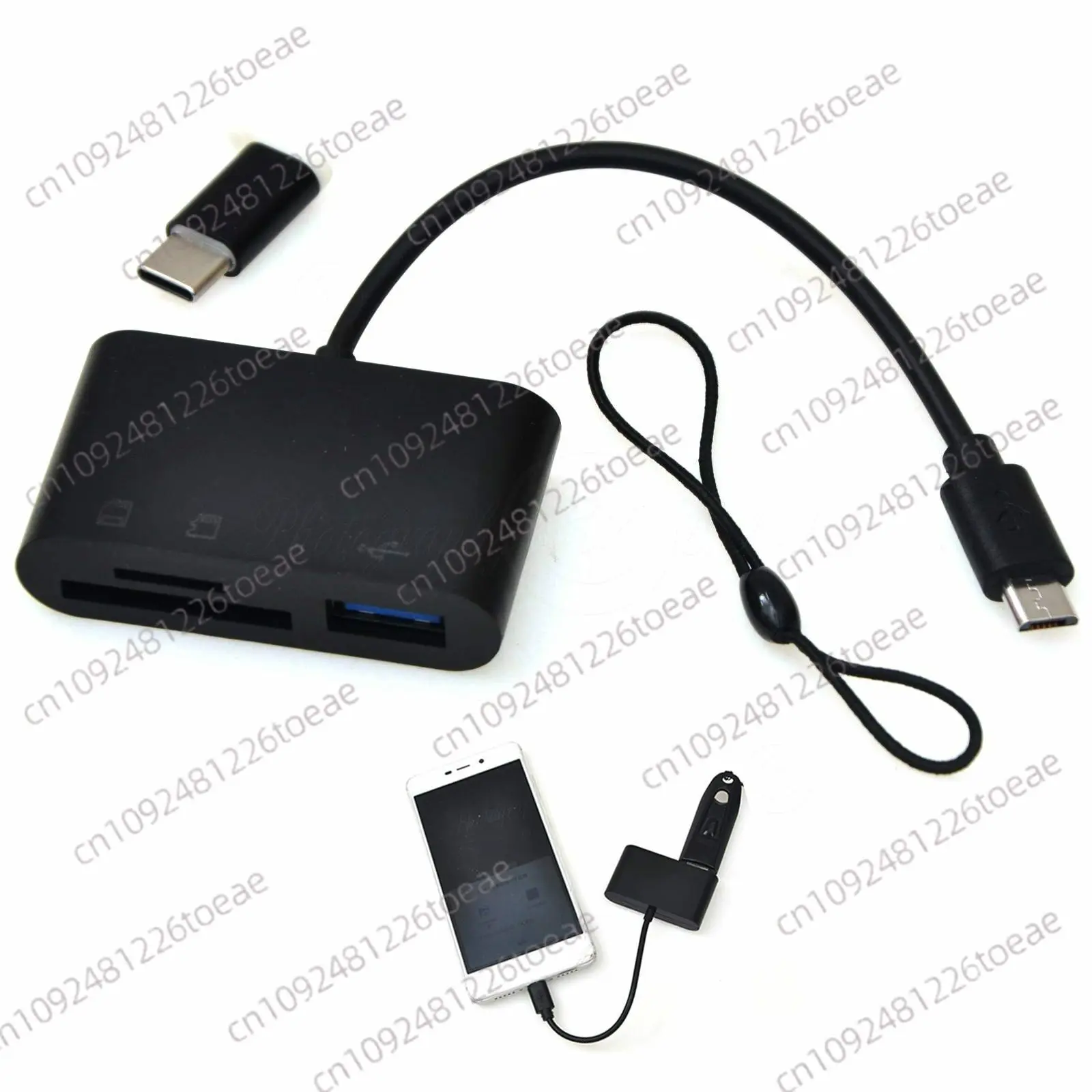2in1 Type-C/Micro-USB/USB Host OTG SD/TF Card Reader Mobile Easy Share Transfer