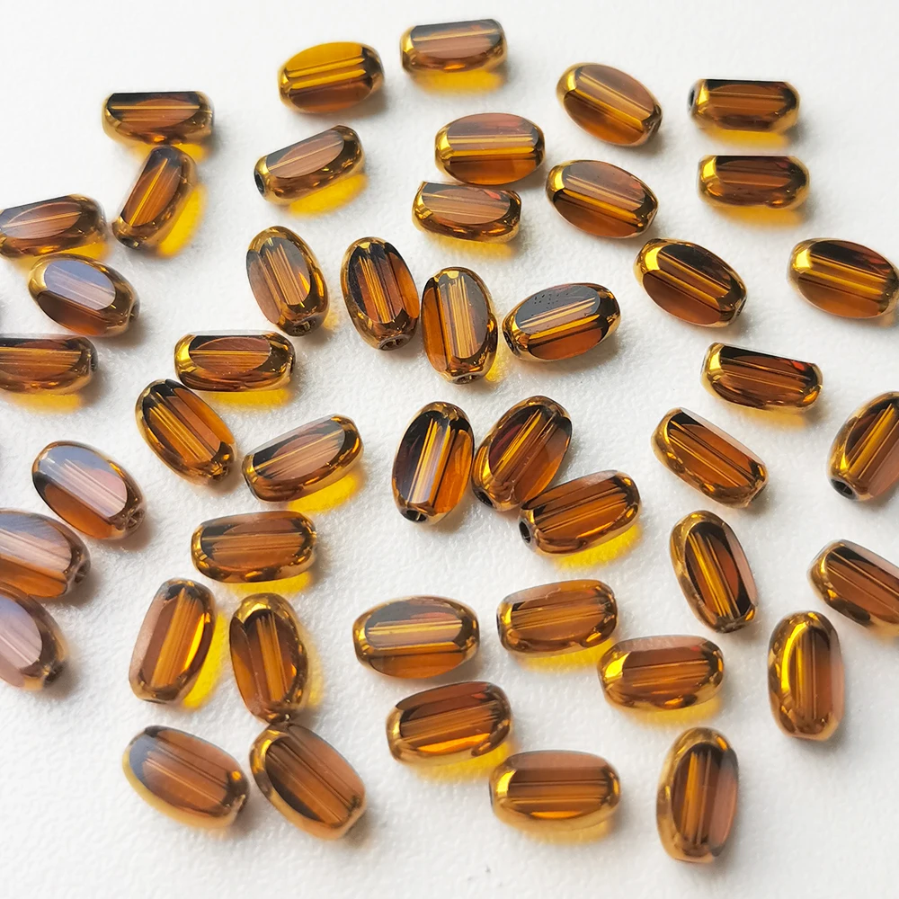 48Pcs Glass beads, 4*6mm Long Bead Assortments, smooth oval shape, suitable for DlY earrings, bracelets, necklaces