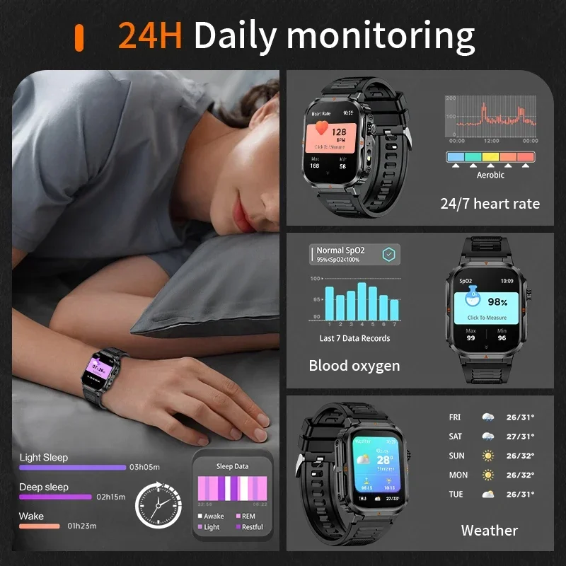 2025New For Xiaomi Men Smart Watch 3ATM Waterproof Military Sport Fitness Women Smart Bracelet Blood Pressure Monitor Smartwatch