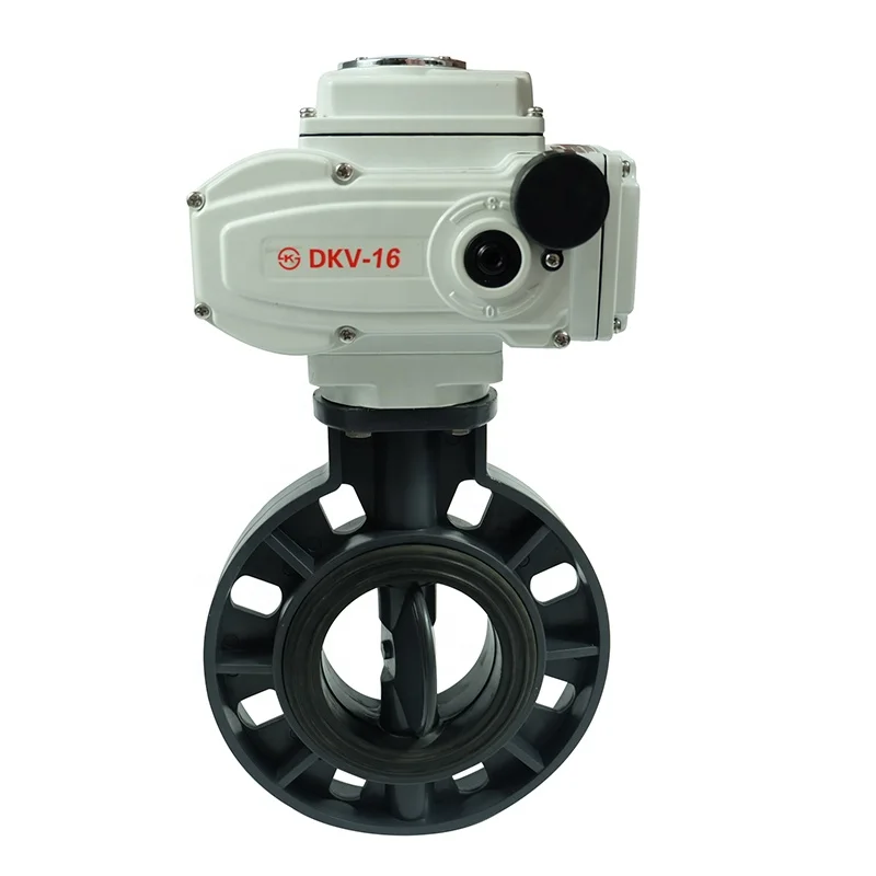 DKV Electric Butterfly Valve 220V DN50 Electrical Actuator PVC/UPVC/CPVC Butterfly Valve Motorized Wafer Butterfly Valve