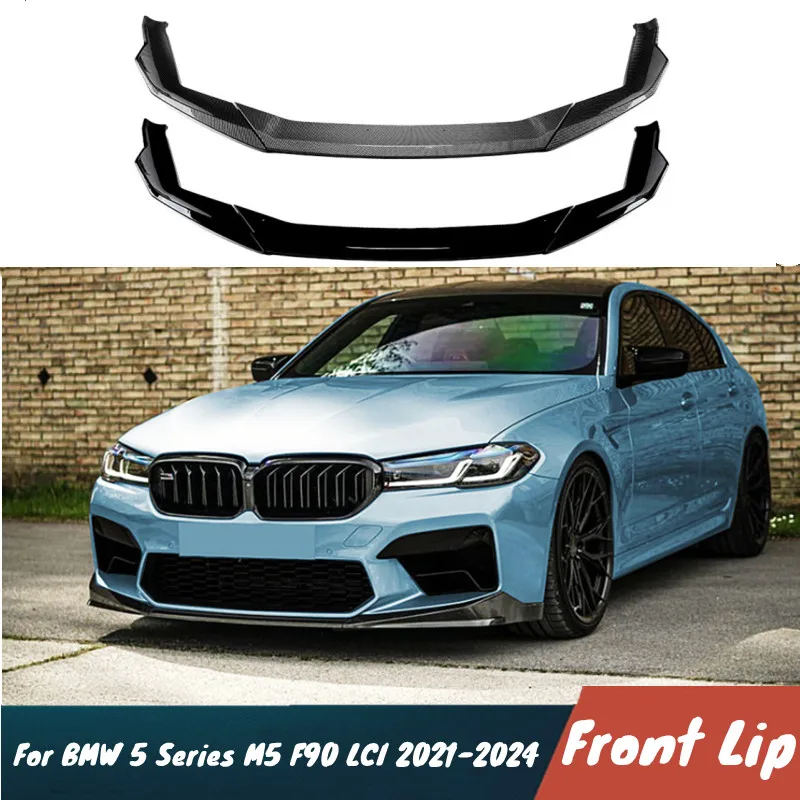 

For 2021-2024 BMW 5 Series M5 F90 Car Front Bumper Lip Spoiler Black Carbon Body Kit Protector Guard Exterior Accessories