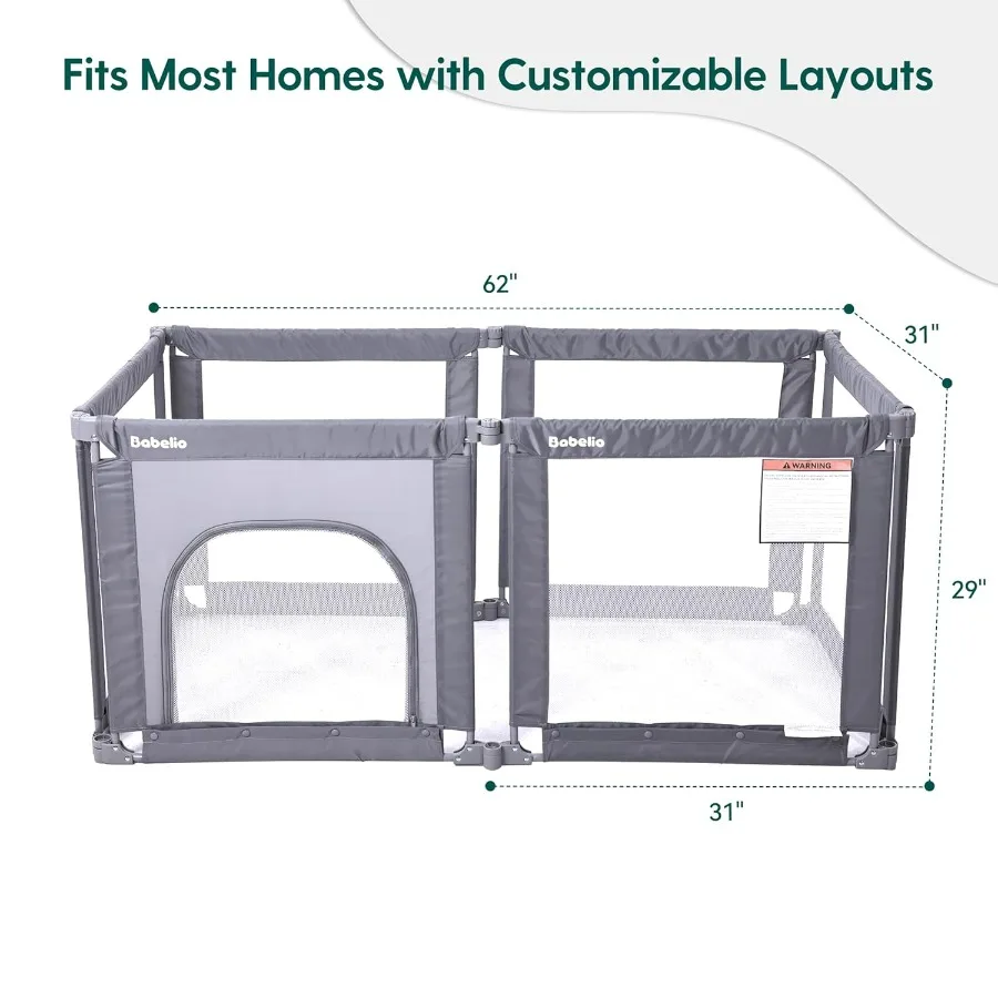 Babelio Box pieghevole per neonati e bambini piccoli Forma regolabile Area 62 31 Box con cancello con cerniera Recinzione portatile per bambini per I