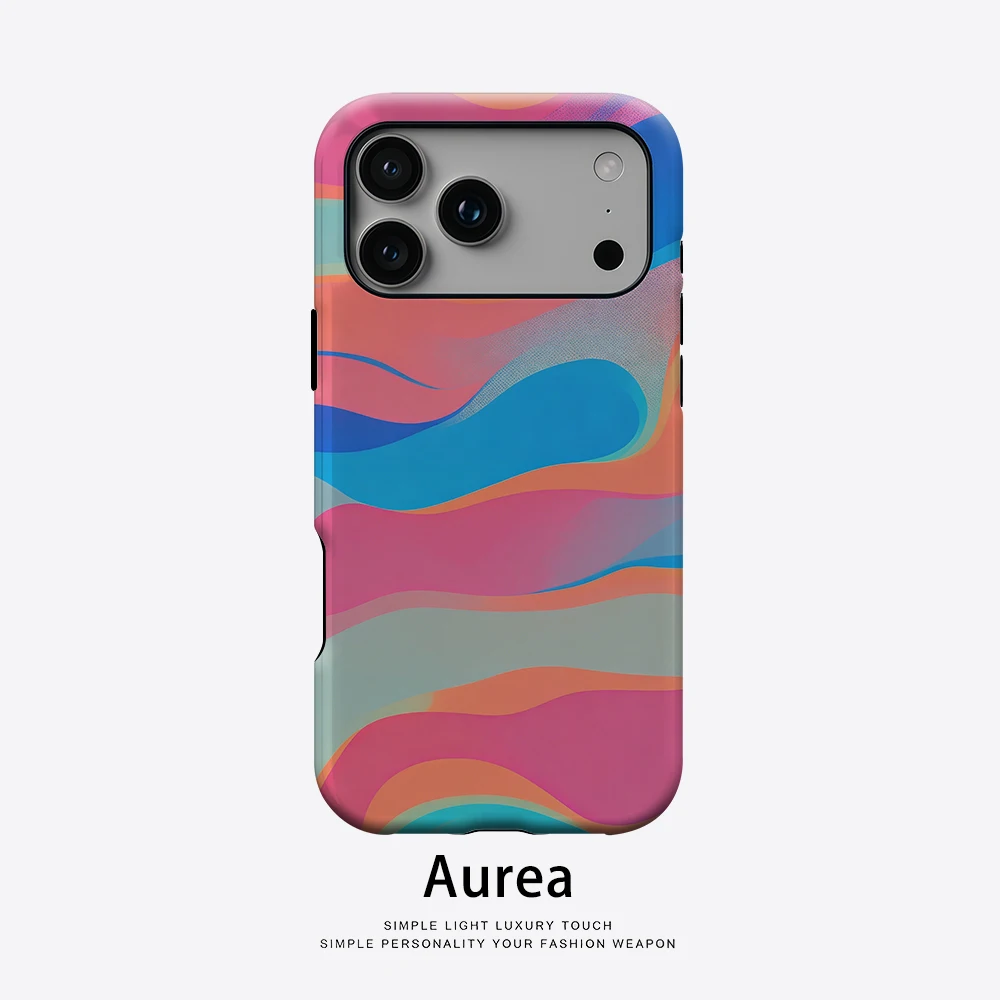 Aurea Case Matte Bumper für MagSafe Hülle für iPhone 18 17 16 15 14 Plus 13 Pro Max Stoßfeste Harte PC Gradient Wave Schutzhülle