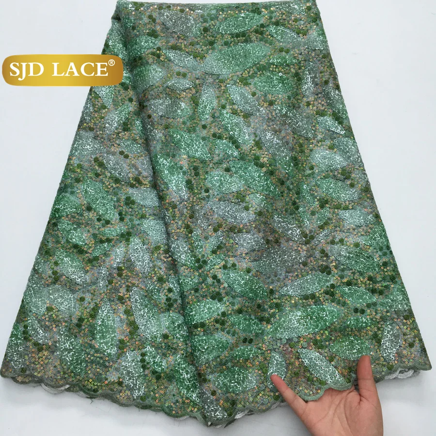 

SJD LACE African Velvet Flocking Net Lace Fabrics 2025 New Nigerian Sequins Mesh French Net Lace for Women Wedding Dresses 4243