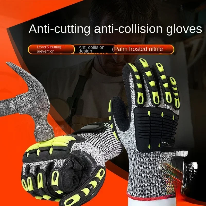 Cut Resistant Gloves Anti Shock Absorbing Mechanics Impact Resistant Safety Work Gloves Anti Vibration Oil-proof Gloves