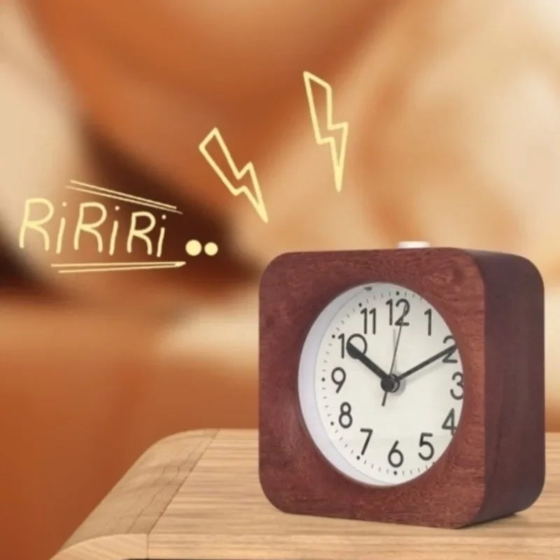 Nordic Modern Bedroom Home Decoration Table Clock Wood Quartz Alarm Clock Luminous Silent Scan Student Wake-up Alarm Watch