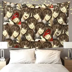 Many Faces Of Goro Akechi Tapestry Hippie Wall Hanging Aesthetic Home Decor Tapestries for Living Room Bedroom Dorm Room