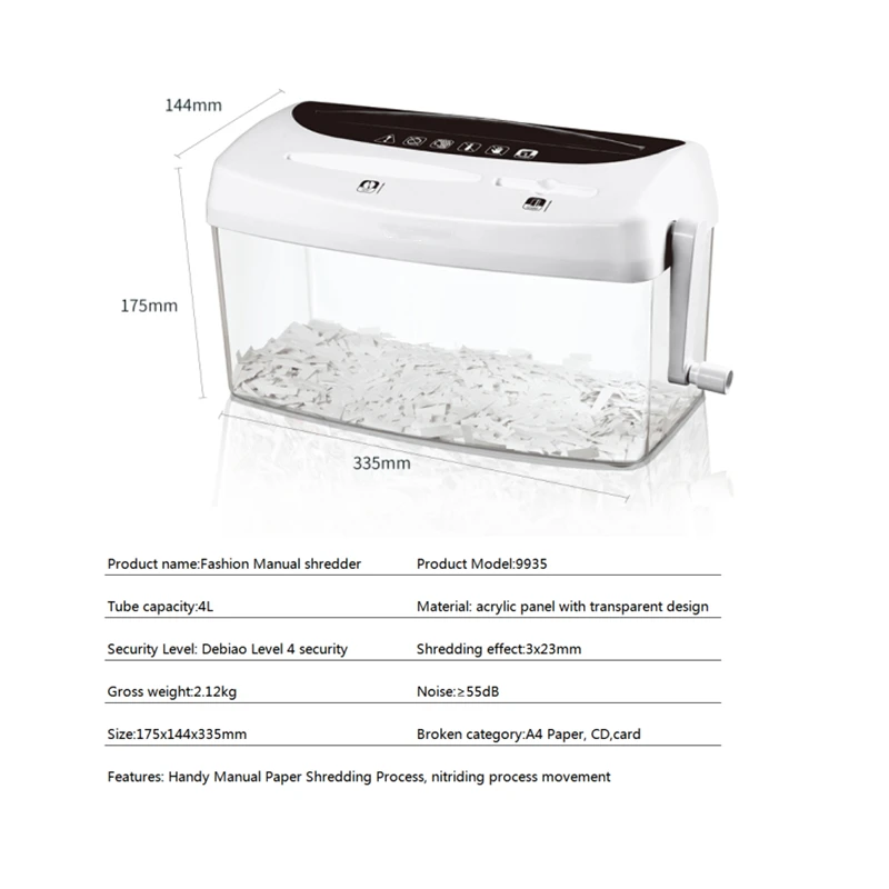 4L Handy hand-held shredder office desktop mini hand-held shredder removable A4 paper Shredder Card shredder disc