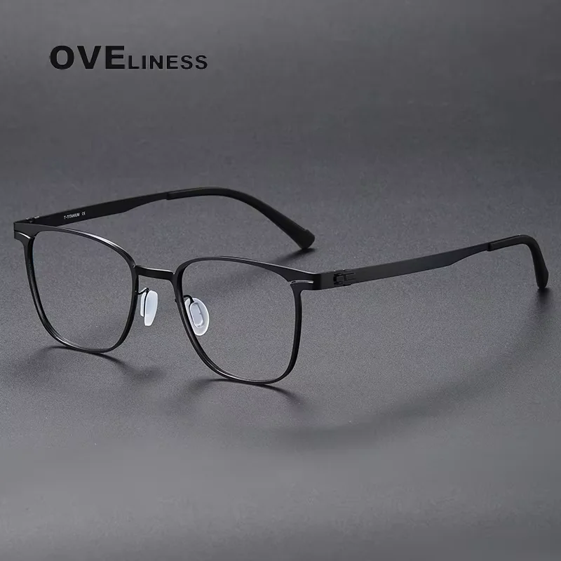 

Pure Titanium Glasses Frame Men New Brand Design Square Eyeglasses Frame Eyewear Screwless Ultralight spectacles