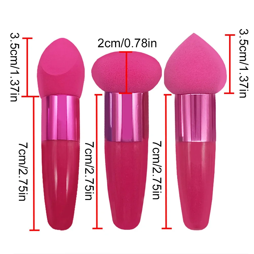 Sdotter 3 uds mujeres base en polvo cosmético Puff cabeza de seta cara corrector licuadora brochas de maquillaje con mango suave belleza