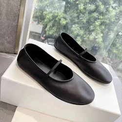 Black Beather Ballerina Flats Women Shoe 2024 Summer New Design Female Footwear Round Toe Casual Ballet Flats Slip-on Sneaker