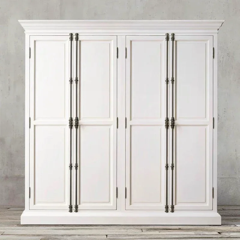 American retro old solid wood, oak double door assembly independent wardrobe, casement wardrobe cabinet into the bedroom storage