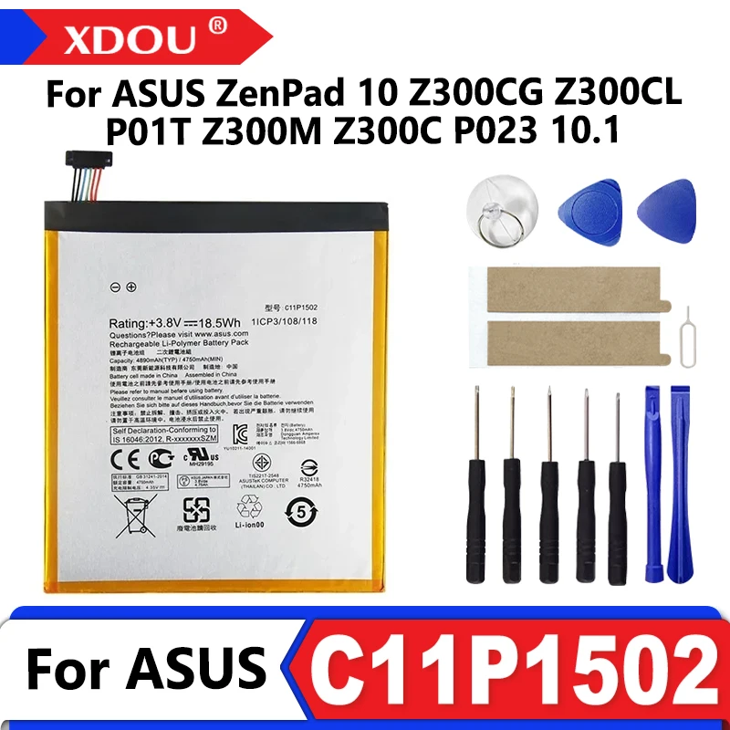 

100% Brand-New C11P1502 4890mAh For ASUS ZenPad 10 Z300CG Z300CL P01T Z300M Z300C P023 10.1 Bateria