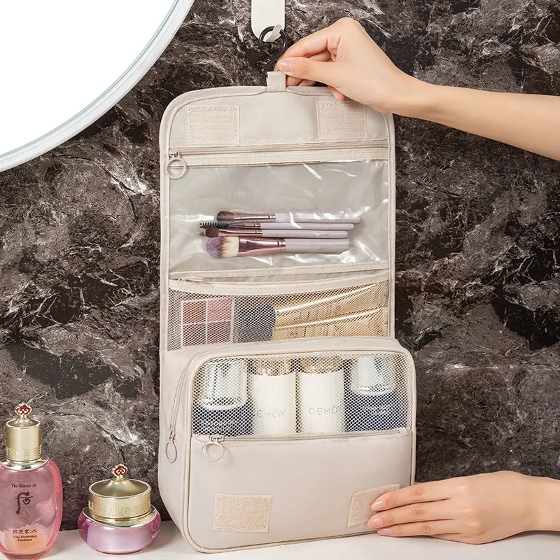 Borsa per il lavaggio con gancio da viaggio 1 Pc borsa per cosmetici di grande capacità separata impermeabile e bagnata addensata